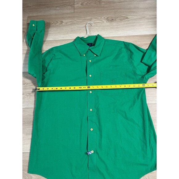 Chaps Mens Long Sleeve Button Down Shirt Mens Size L Green Easy Care Casual - Picture 4 of 6